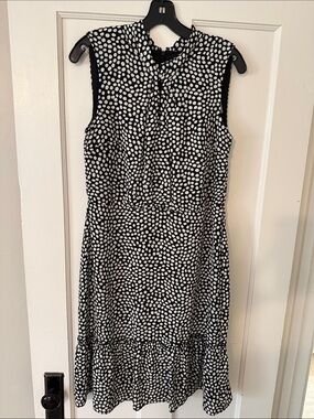 Karl Lagerfeld Black and White Polka Dot Midi Dress